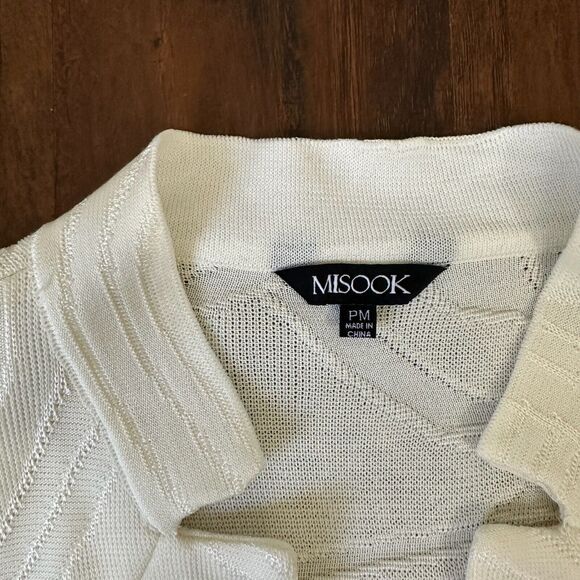 MISOOK Notch Collar Tonal Print Jacket in Cream Petite Size - Picture 8 of 11